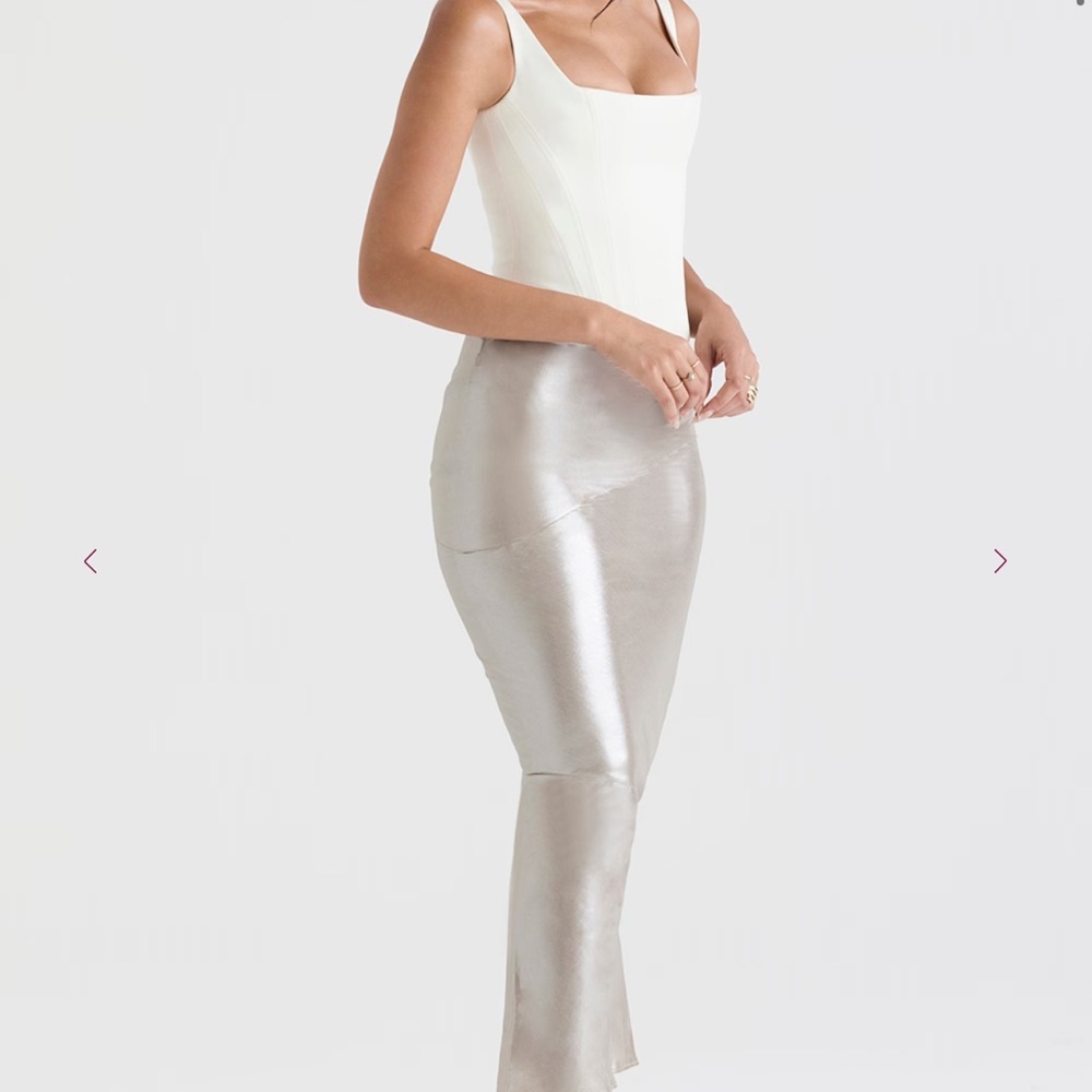 House of CB Silver Midi Skirt